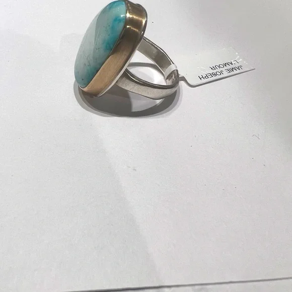 Jamie Joseph Sterling/14k Gold with Natural Turquoise Ring.Size 8 - Picture 5 of 5